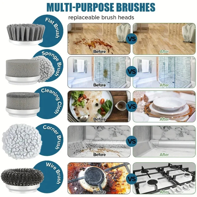 TRIOZ - Electric Spin Scrubber with 5 Replaceable Brush Heads