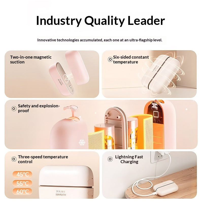 Magnetic Detachable USB Charging Hand Warmer Portable Explosion-proof Heating Pad